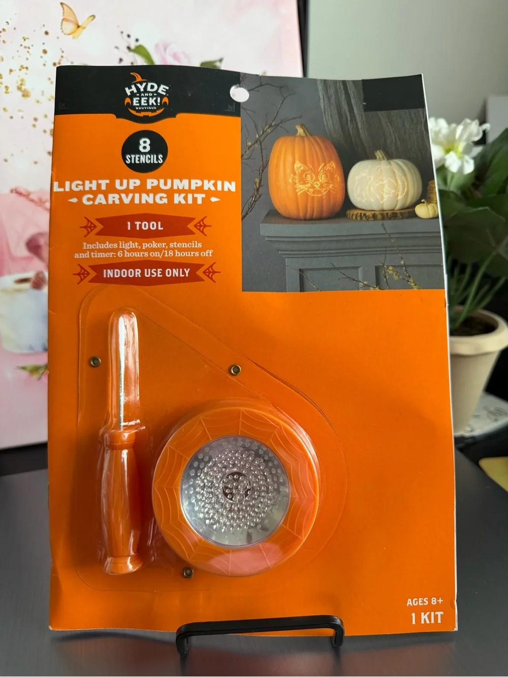 Hyde & Eek! Orange Pumpkin Carving Tool Kit - 5-Piece Set & light set